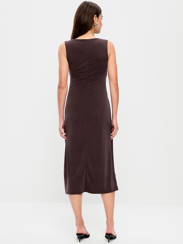 Sleeveless Draped Midi Dress