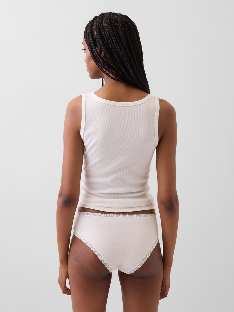 Organic Stretch Cotton Lace-Trim Hipster