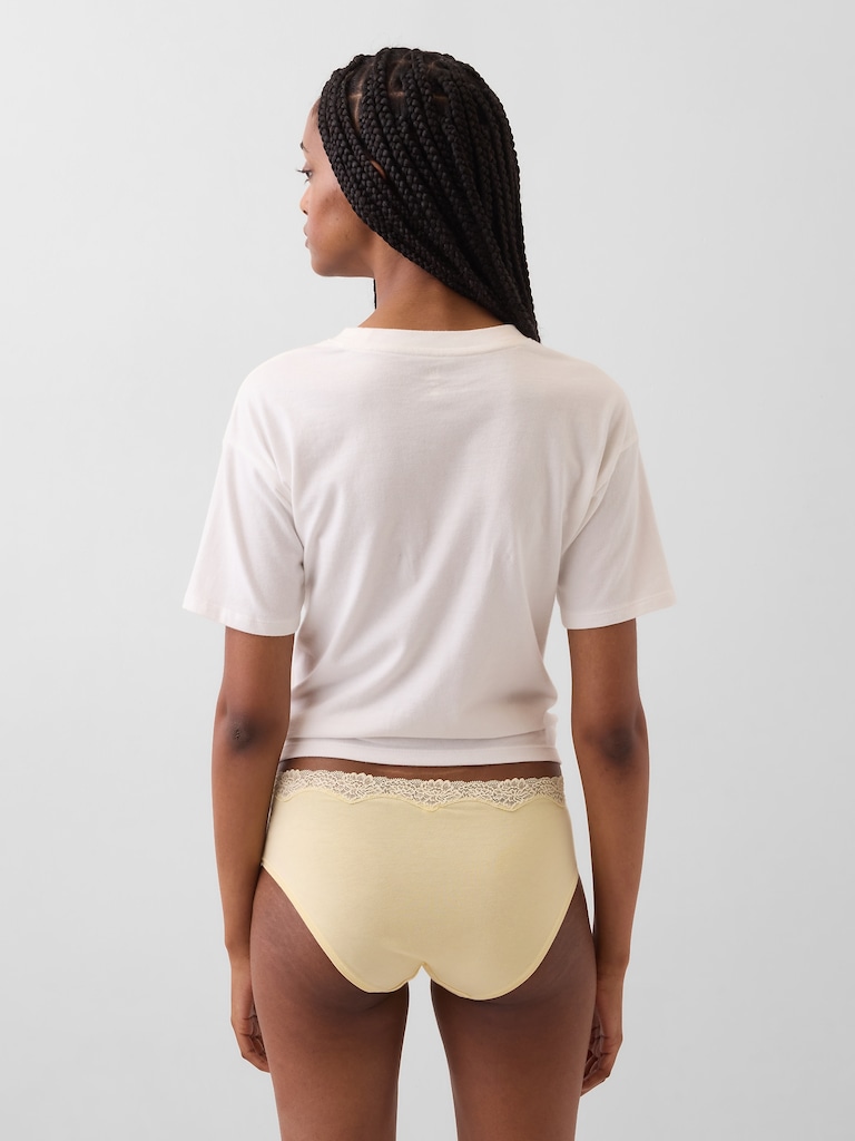 Organic Stretch Cotton Lace-Trim Hipster