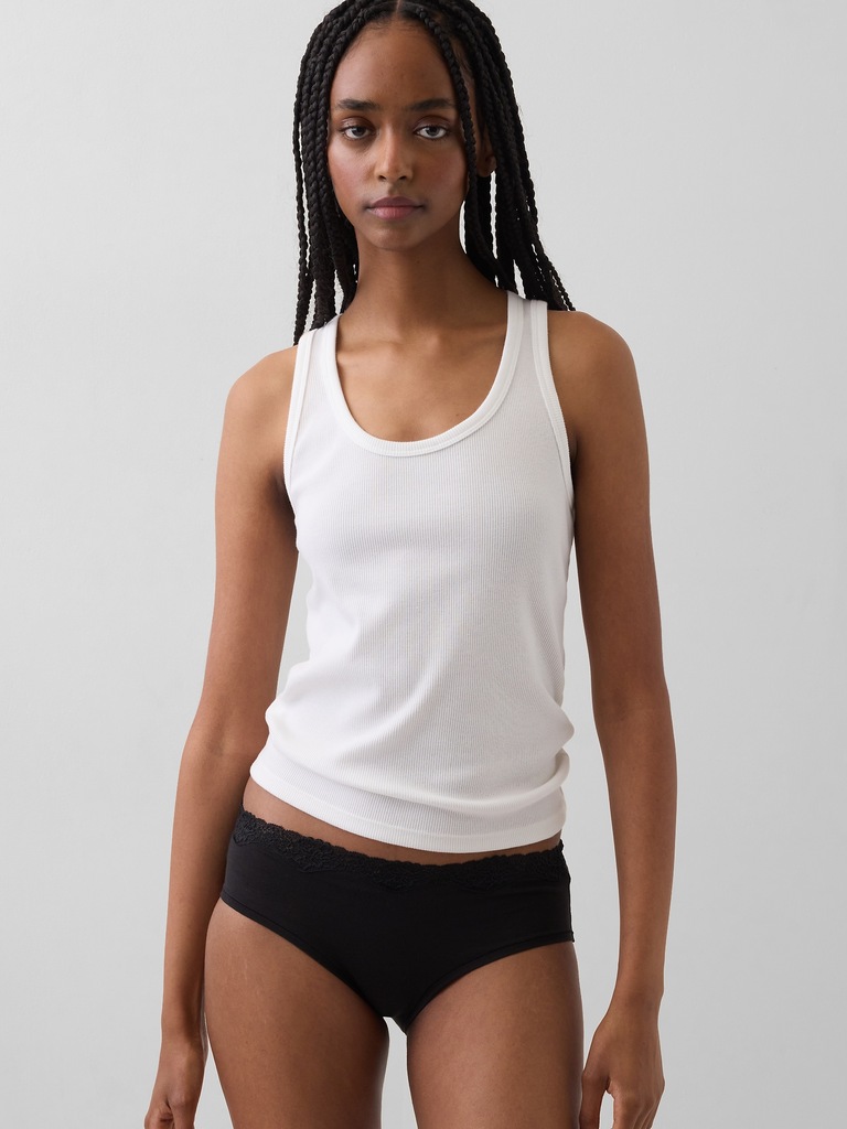 Organic Stretch Cotton Lace-Trim Hipster