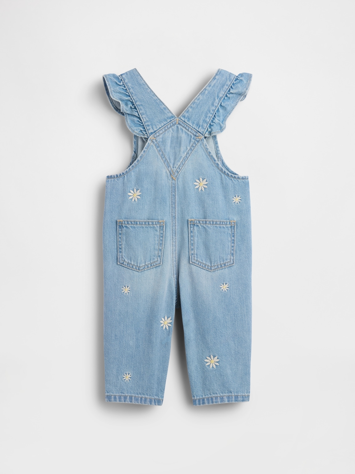 Baby Embroidered Floral Denim Overalls