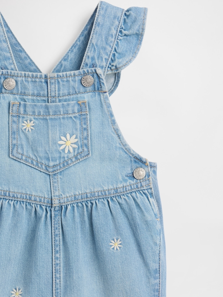 Baby Embroidered Floral Denim Overalls