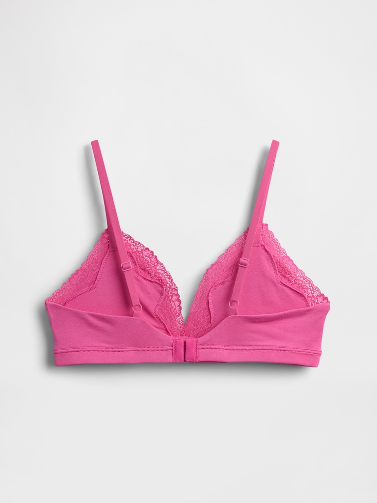 Organic Stretch Cotton Lace-Trim Triangle Bra