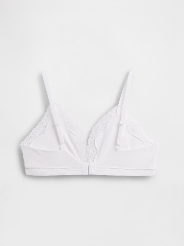 Organic Stretch Cotton Lace-Trim Triangle Bra
