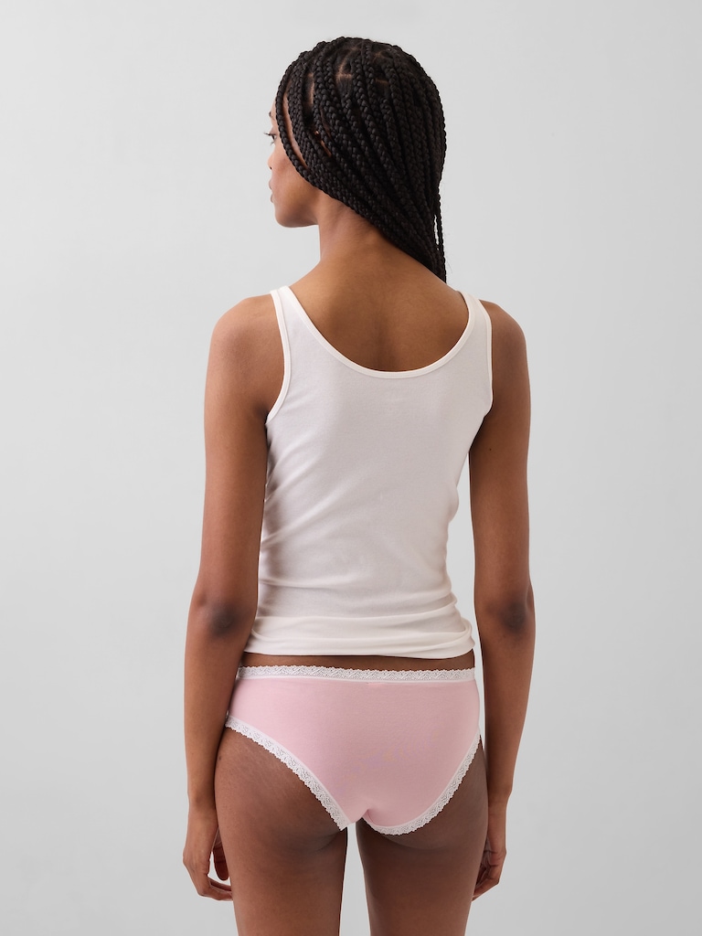 Organic Stretch Cotton Lace-Trim Hipster