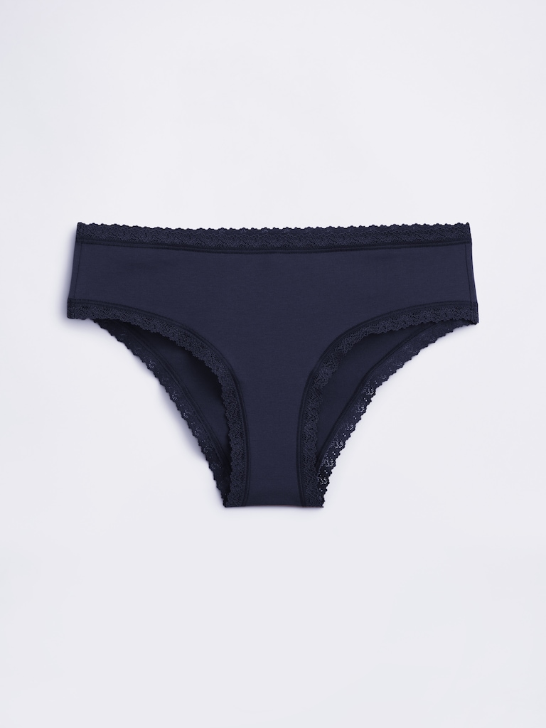 Organic Stretch Cotton Lace-Trim Hipster