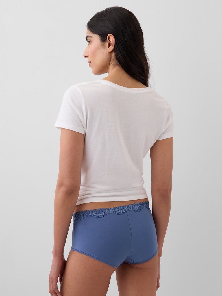 Organic Stretch Cotton Lace-Trim Shorty