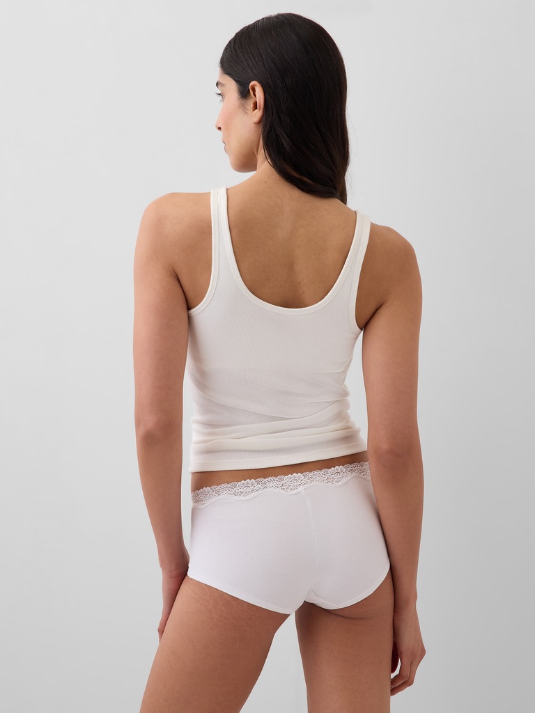 Organic Stretch Cotton Lace-Trim Shorty