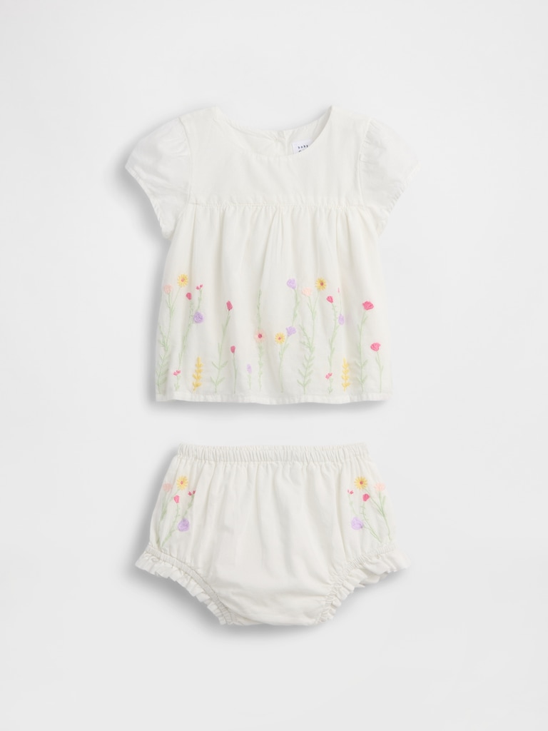 Baby Embroidered Floral Outfit Set