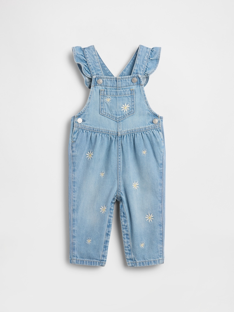 Baby Embroidered Floral Denim Overalls
