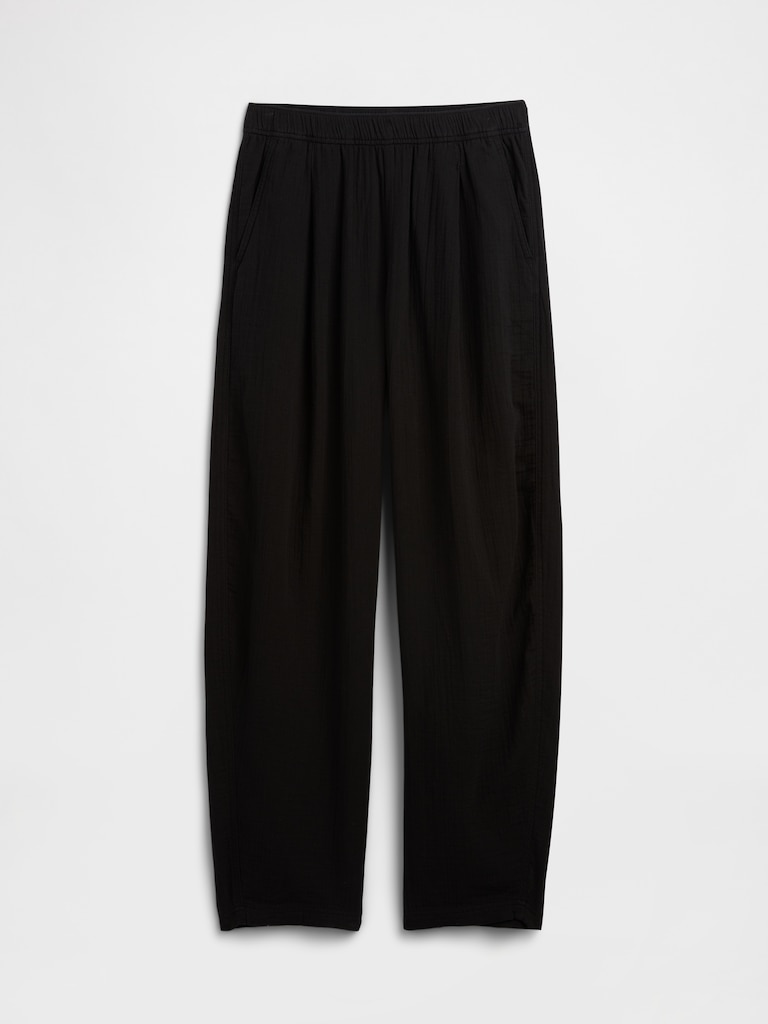 Mid Rise Pull-On Barrel Gauze Pants