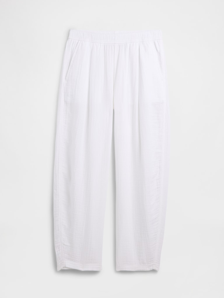 Mid Rise Pull-On Barrel Gauze Pants