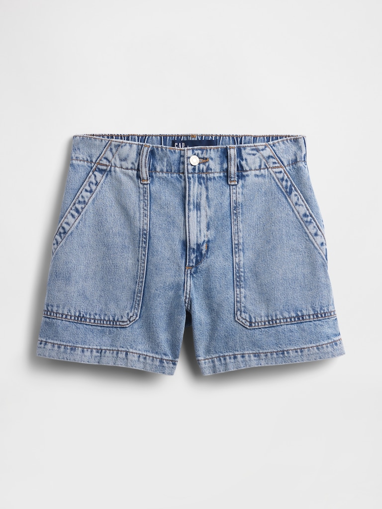4" High Rise SuperSoft Denim Utility Shorts
