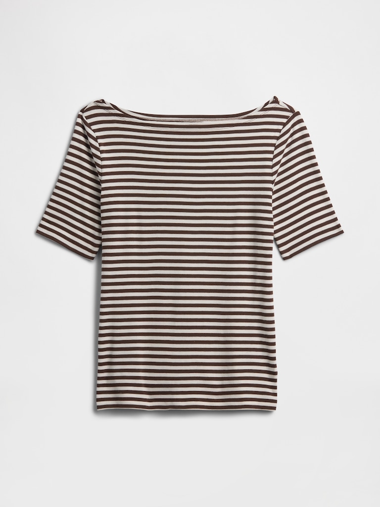Modern Ribbed Boatneck T-Shirt