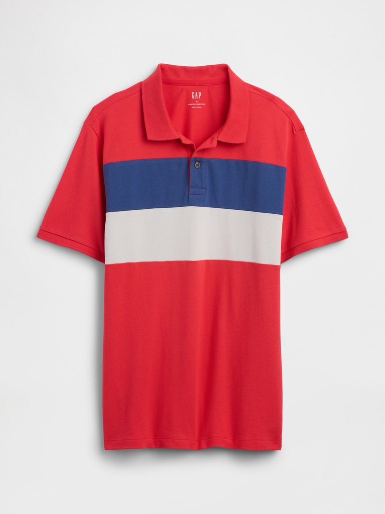 Colorblock Stretch Pique Polo Shirt