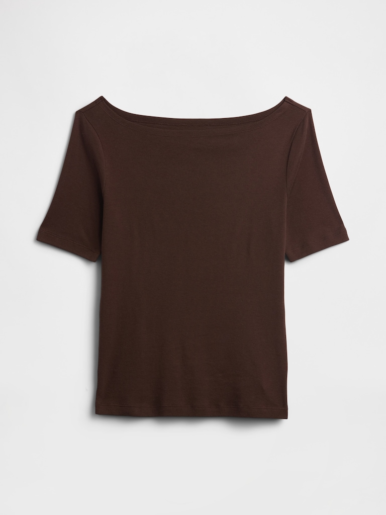 Modern Ribbed Boatneck T-Shirt