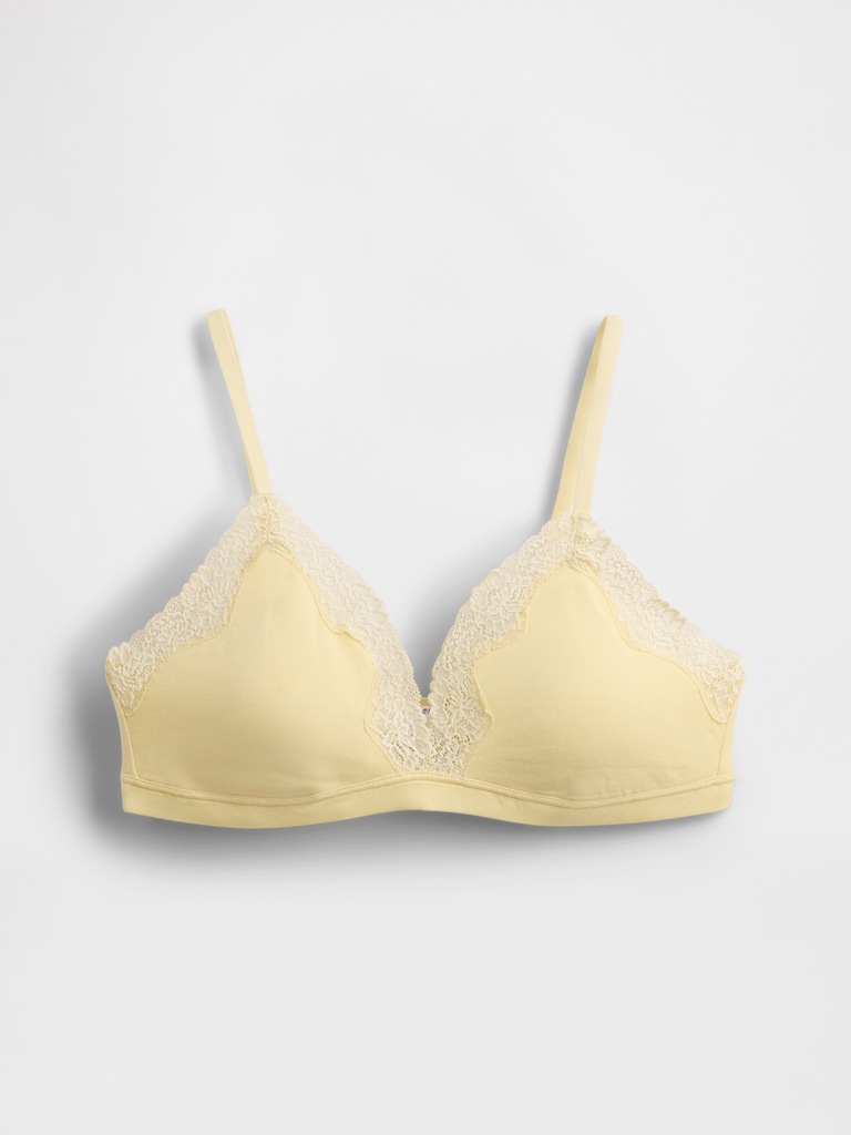Organic Stretch Cotton Lace-Trim Triangle Bra
