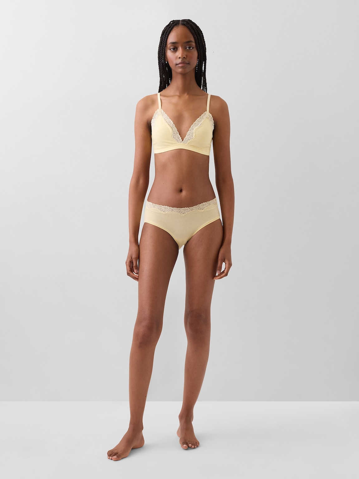 Organic Stretch Cotton Lace-Trim Triangle Bra