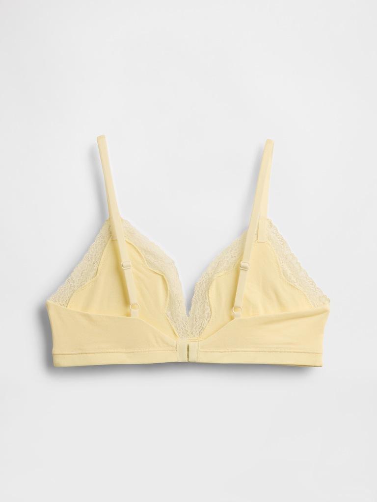Organic Stretch Cotton Lace-Trim Triangle Bra