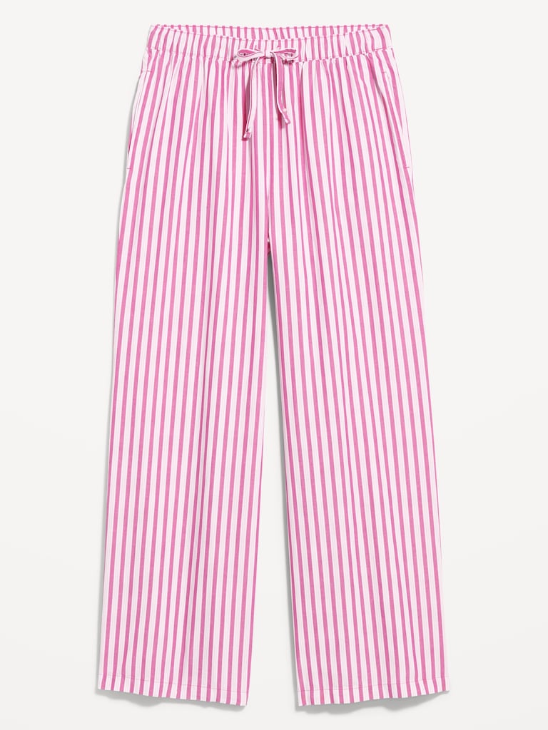Poplin Wide-Leg Pajama Pants