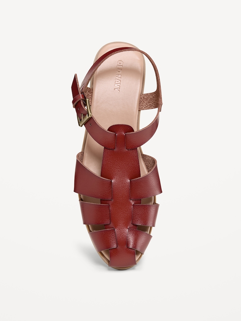 Faux-Leather Fisherman Sandals