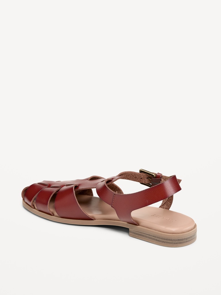 Faux-Leather Fisherman Sandals