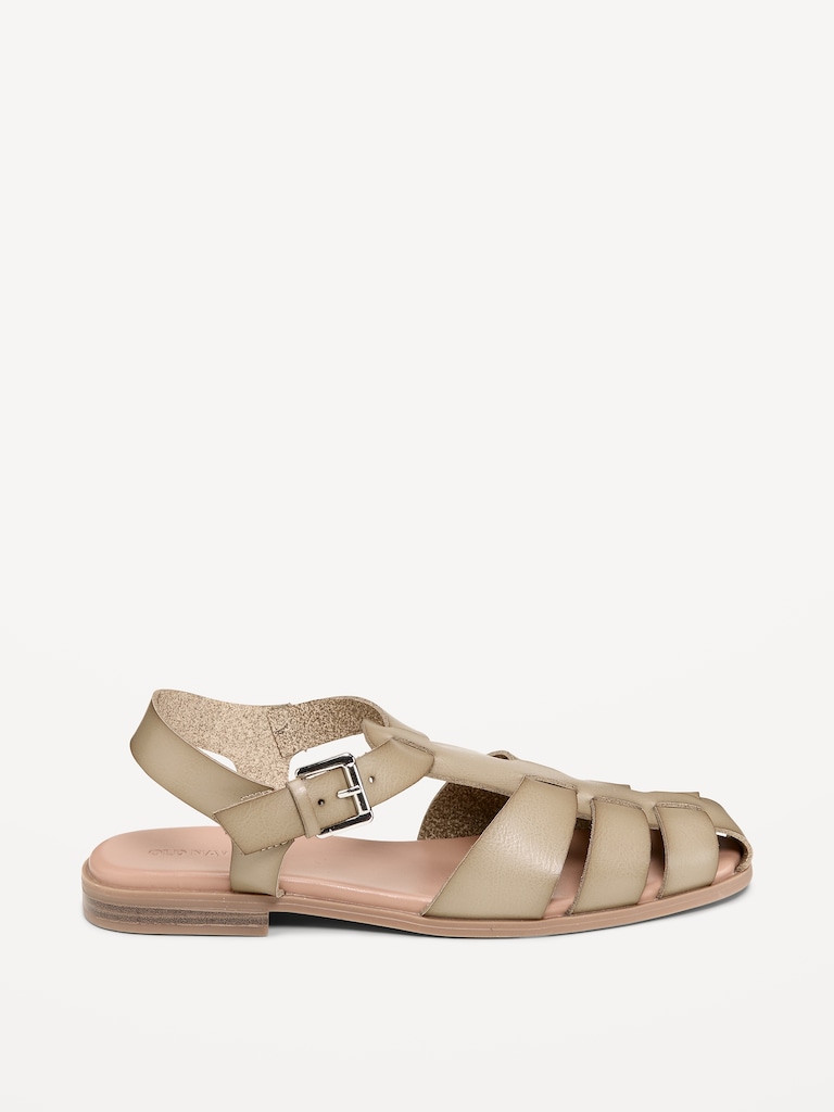 Faux-Leather Fisherman Sandals