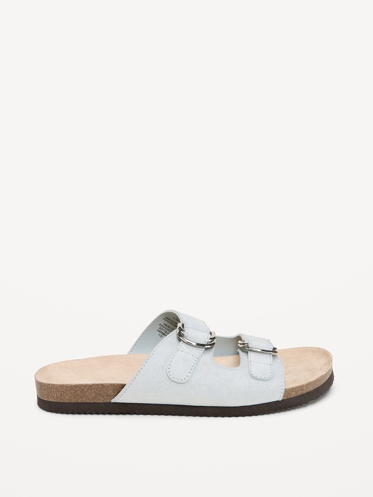 Faux-Suede Double-Strap Slide Sandals for Women