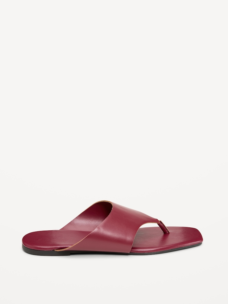 Faux-Leather Wide Thong Sandal for Women