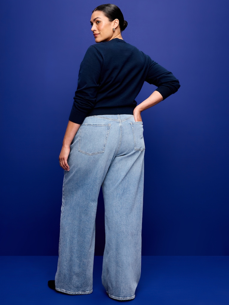 High-Waisted Baggy Wide-Leg Stretch Jeans