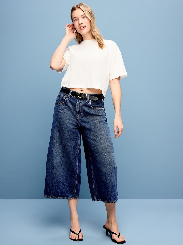 Mid-Rise Baggy Cropped Jeans
