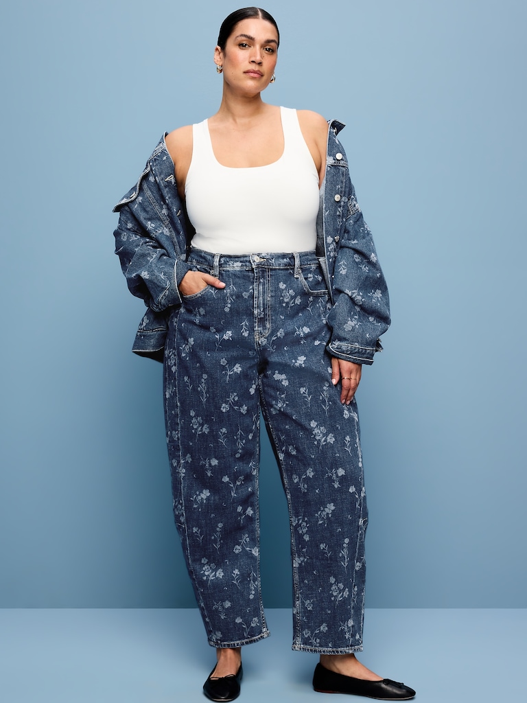 High-Waisted Barrel Ankle Jeans