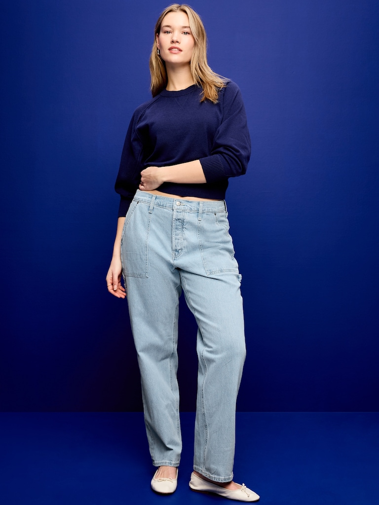 Low-Rise Utility Slouchy Straight Jeans