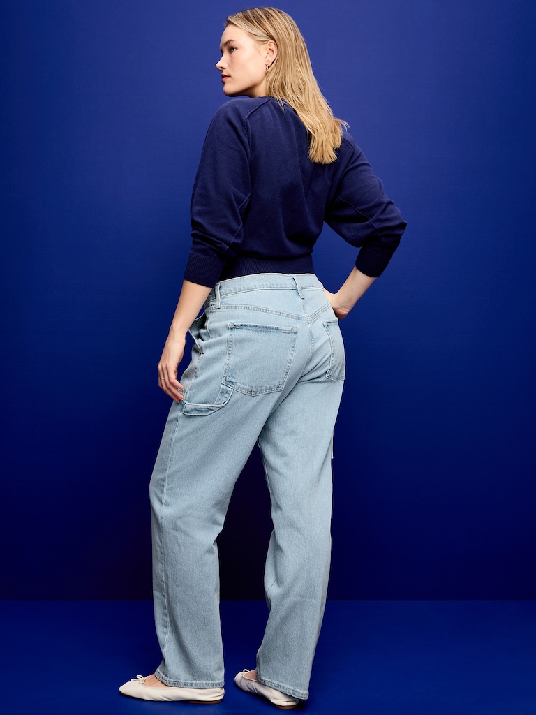 Low-Rise Utility Slouchy Straight Jeans