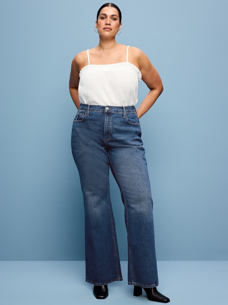 Mid-Rise Loose Boot-Cut Jeans