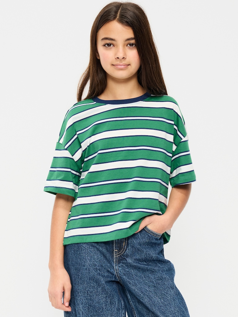 Oversized Short-Sleeve Cropped T-Shirt for Girls