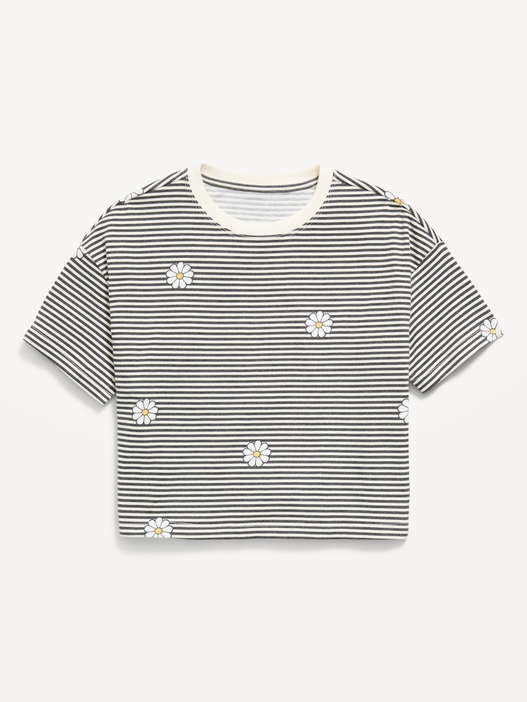 Oversized Short-Sleeve Cropped T-Shirt for Girls