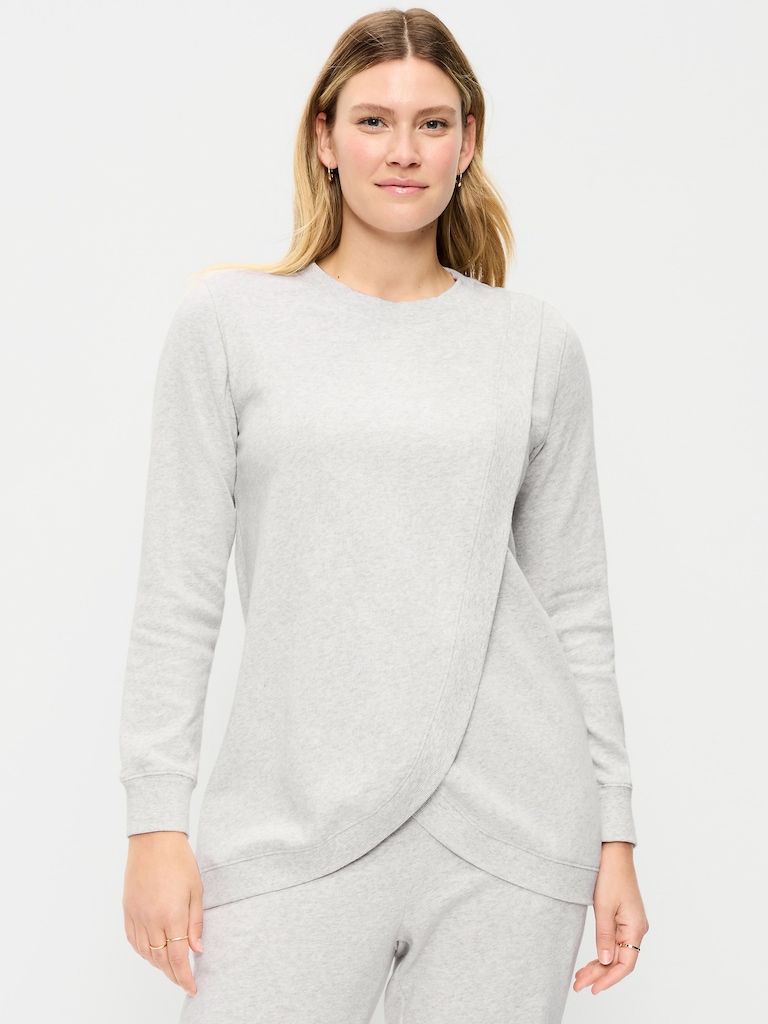 Maternity Fleece Crossover Nursing Tunic Sweatshirt