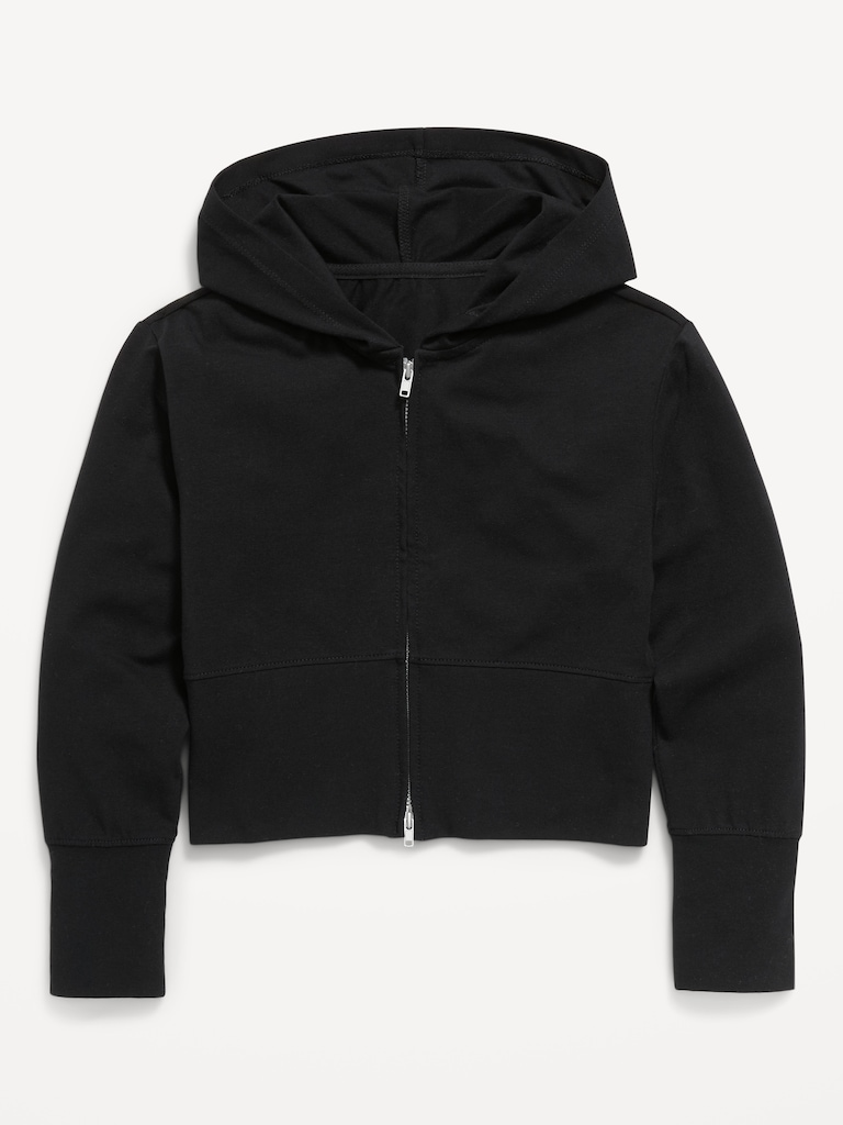 Fitted Cropped 2-Way-Zip Hoodie for Girls