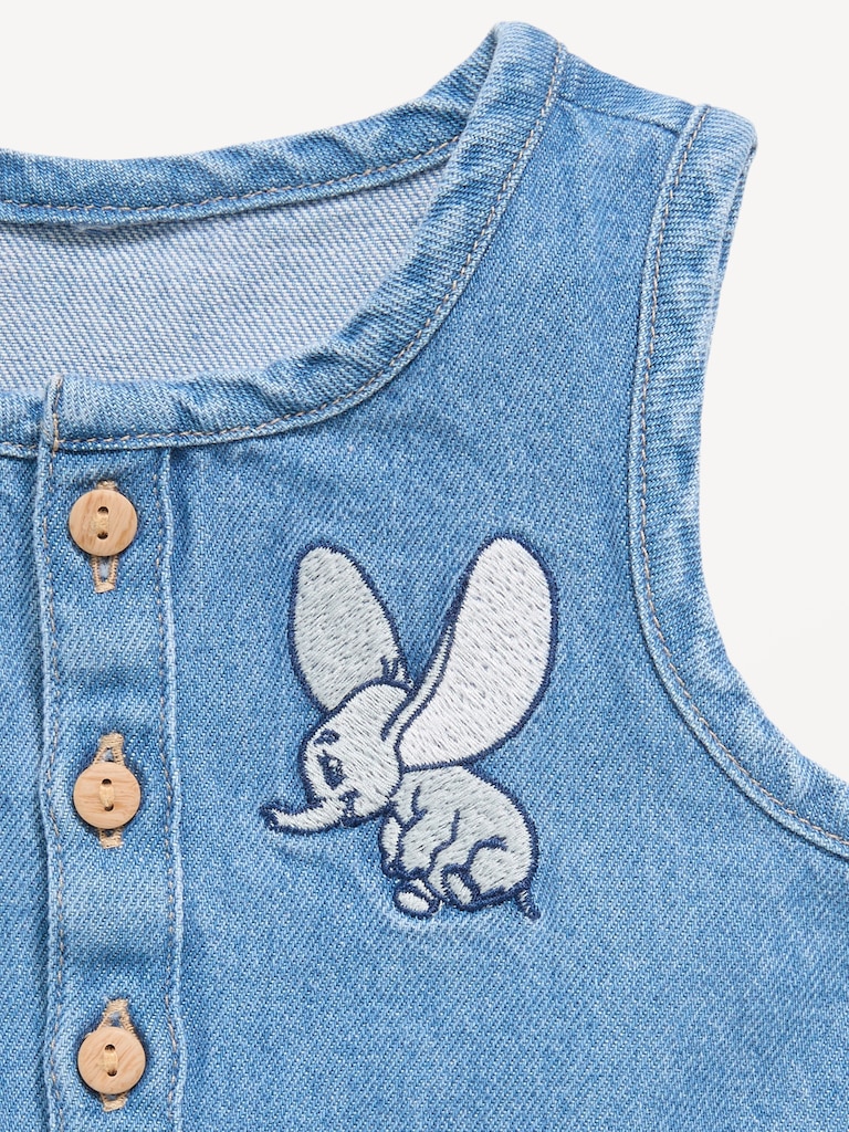 Disney© Dumbo Unisex Sleeveless Henley One-Piece Romper for Baby