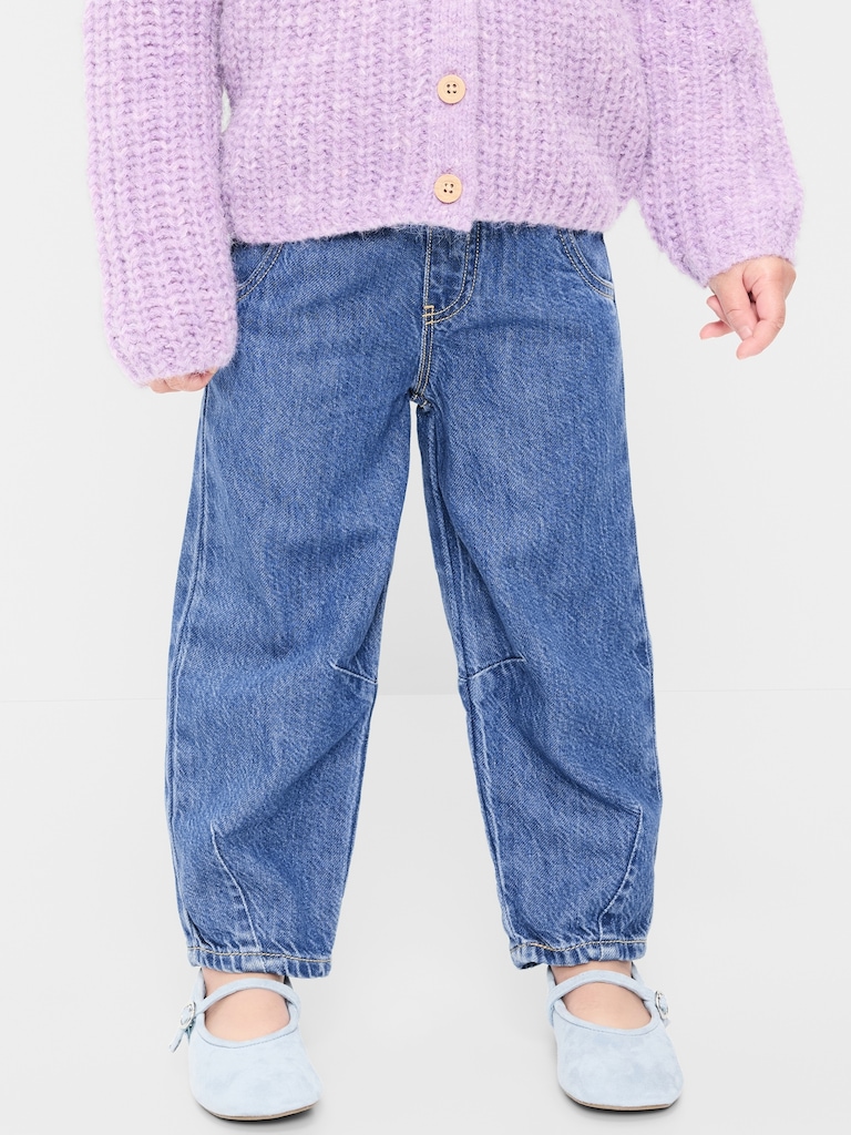 Pull-On Barrel-Leg Jeans for Toddler Girls