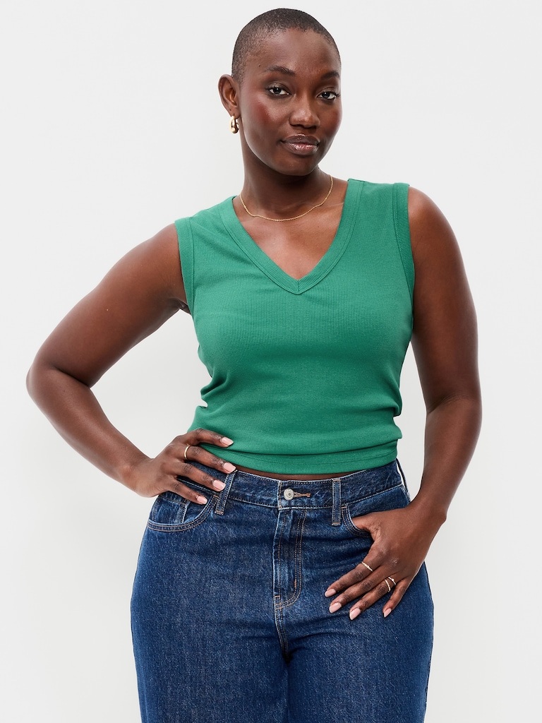 Snug Crop V-Neck Tank Top