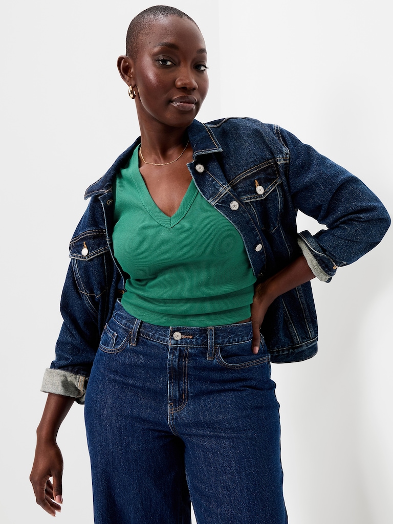 Snug Crop V-Neck Tank Top