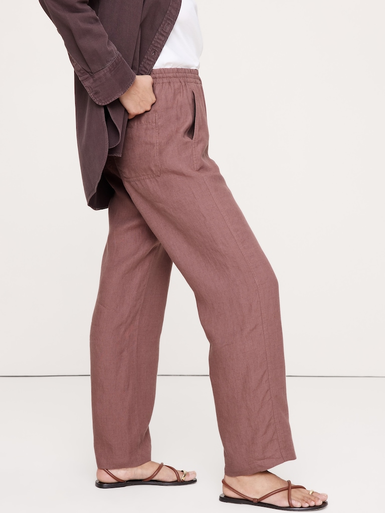 The Getaway Straight-Leg Pull-On Pant in Linen