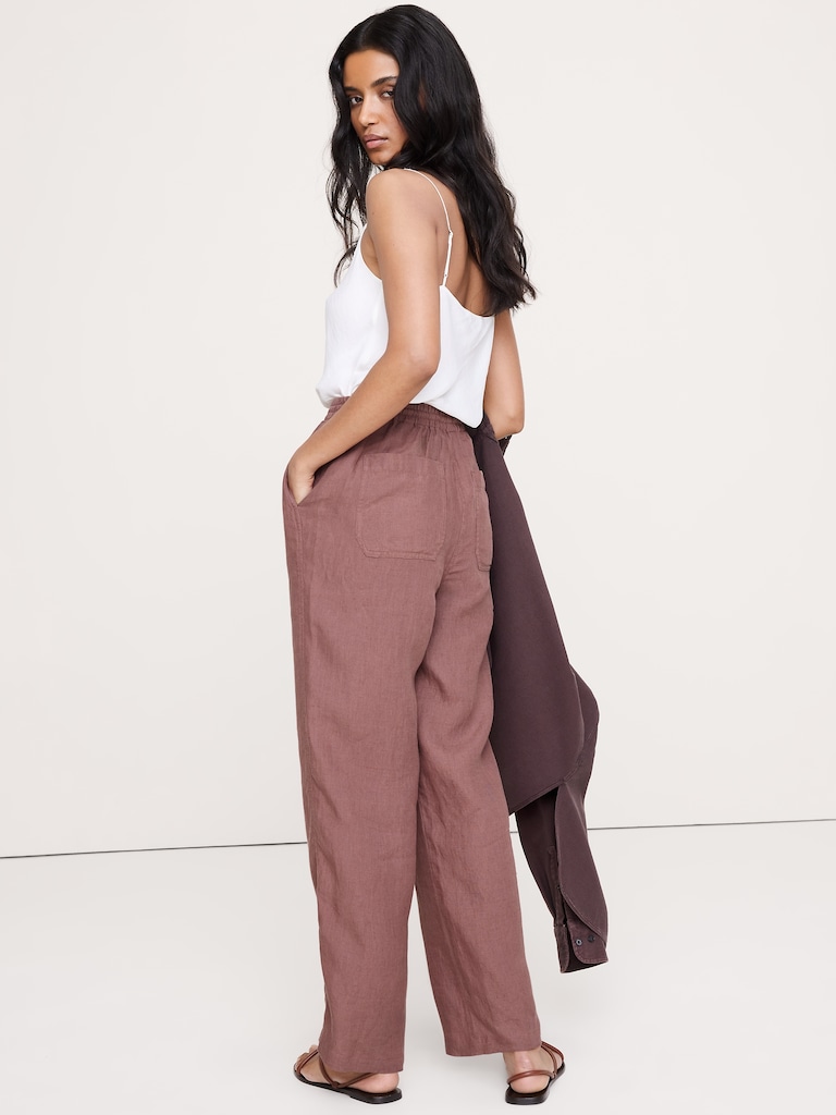 The Getaway Straight-Leg Pull-On Pant in Linen