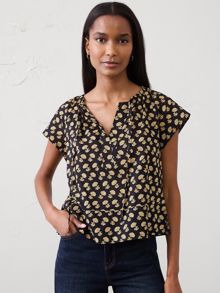 Shirred Popover Top