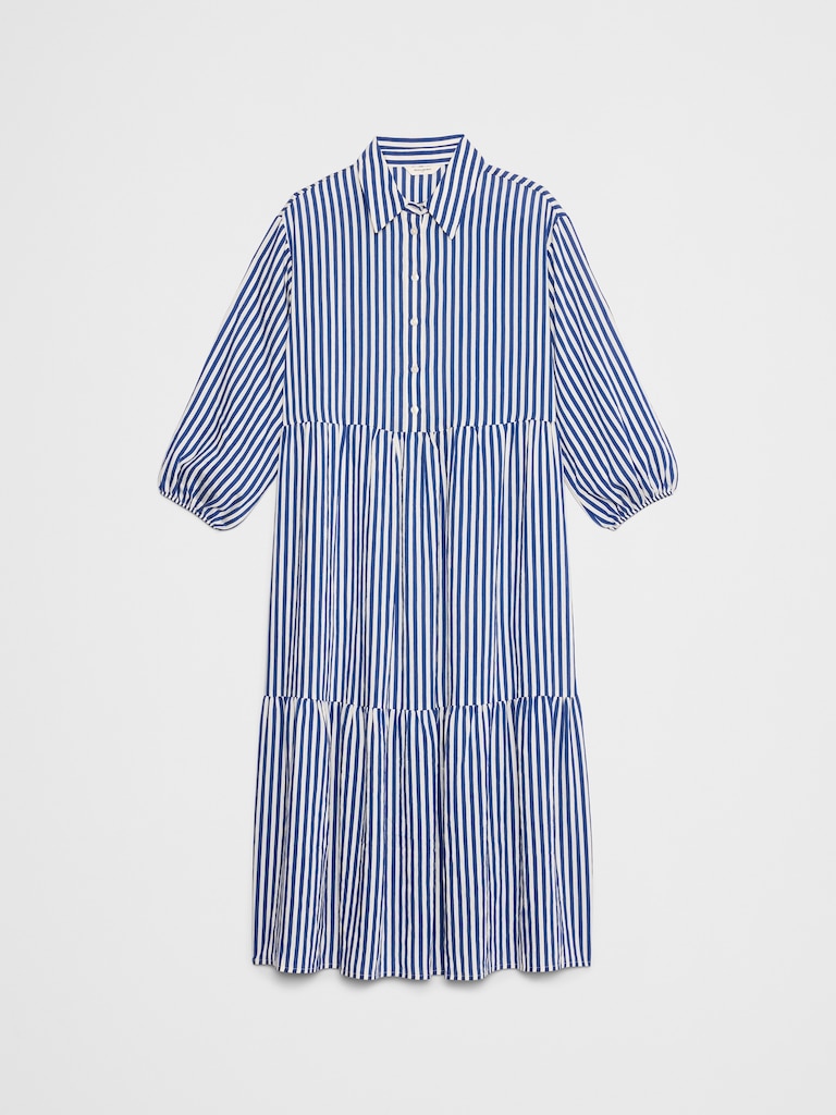 Tiered Midi Shirtdress