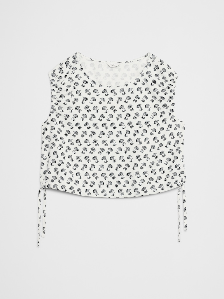 Linen-Blend Side-Tie Top