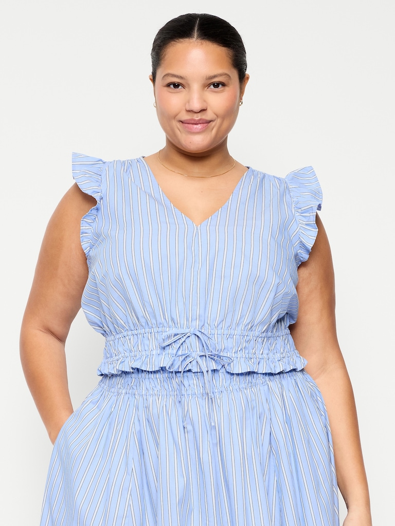 Flutter-Sleeve Poplin Top