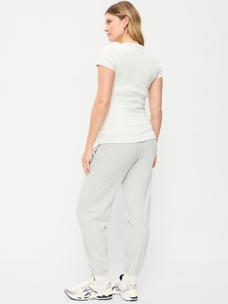 Maternity Rollover-Waist Fleece Jogger Sweatpants